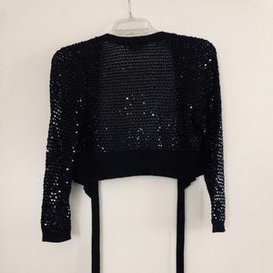 BCBG sequined black crop cardigan